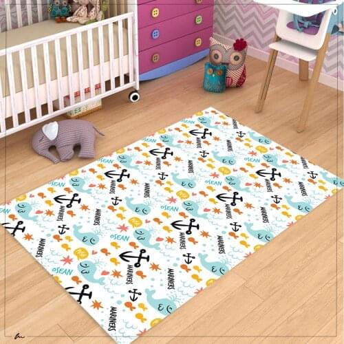 Fish And Anchor Patterned Carpet ,Non Slip Floor Carpet,Teens Carpet,Turkish Rug