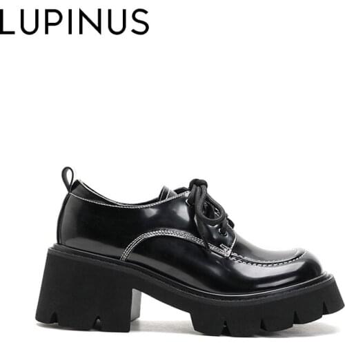 LUPINUS Spring Fashion Platform Women shoe 2021 New Patent Leather Women Single Shoe Retro Thick Bottom Women Leather Shoe