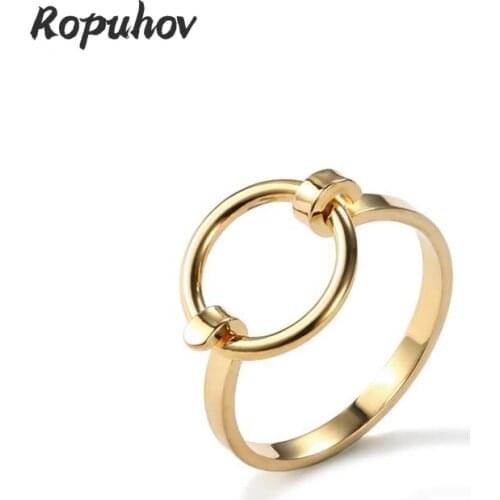 ROPUHOV 2021 Jewery Trendy Korean Simple Three-dimensional Hollow Round Ring Index Finger Ring Metal Geometry Ring Wholesale