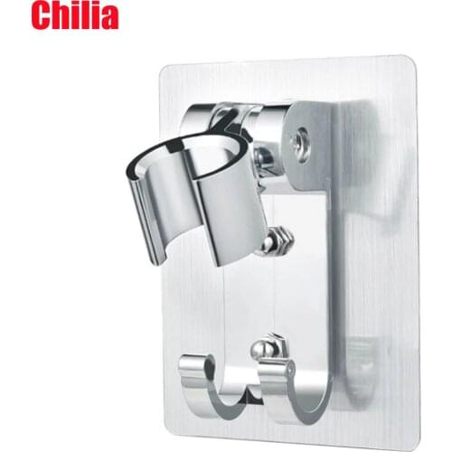 Wall Gel Mounted Shower Head Stand Bracket Holder Hand Held Bathroom Shower Head Fitting Portable Bathroom Accessories