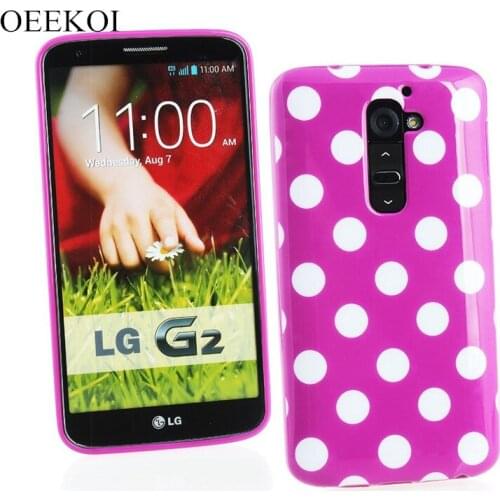 OEEKOI Soft TPU Polka Dots Candy Wave Back Skin Pouch Case for LG G2 D802 High Quality Cellphone Bags Free