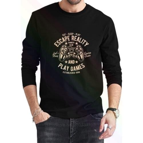 Escape Reality Play GamesLogo Classic Black T-Shirt 2021 Newest Summer Mens Long Sleeve Popular Tees Shirt Tops Novel Unisex