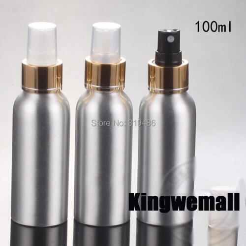 300pcs 100ml Aluminium bottle gold pump sprayer bottle pump spray head Aluminum metal bottle spray bottle mist sprayer