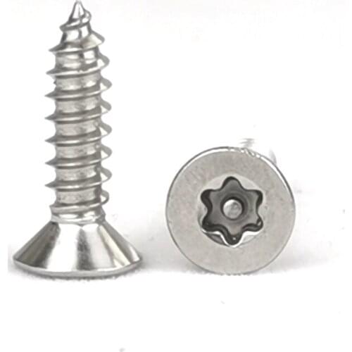 100pcs/lot M2 M2.6 M3 Stainless Steel Countersunk Head Torx With Pin Six Lobe Self Tapping Screw