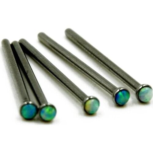 Showlove 1pc Synthetic Opal Fishtail Autoclavable Nose Stud Rings Piercing Surgical Steel Body Jewelry 18g