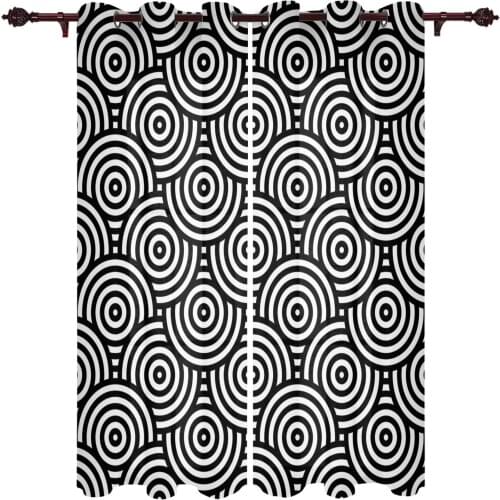Outdoor Curtains Concentric Circles Living Room Kitchen Curtain Drape For Patio Garden Gazebo Yard Valance Cutains
