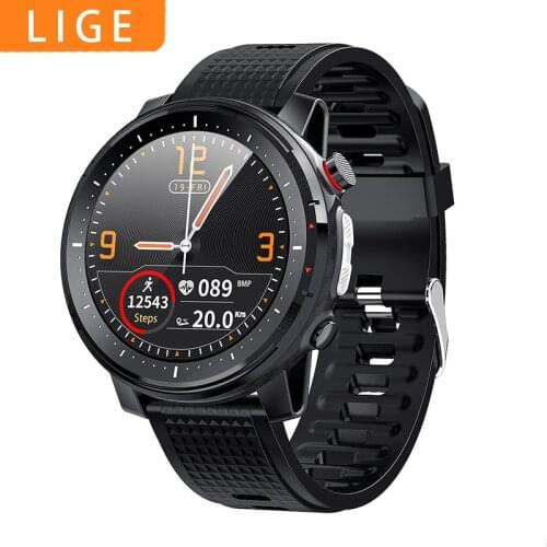 LIGE 2021 IP68 Waterproof Smart Watch Men ECG Heart Rate Blood Pressure Monitor LED Flashlight 1.3 Full Touch Screen smartwatch