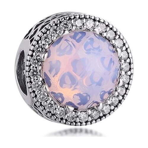 Fit Pandora Bracelets Opalescent Pink Charms 925 Original Sterling Silver Beads for Jewelry Making DIY Women Gift