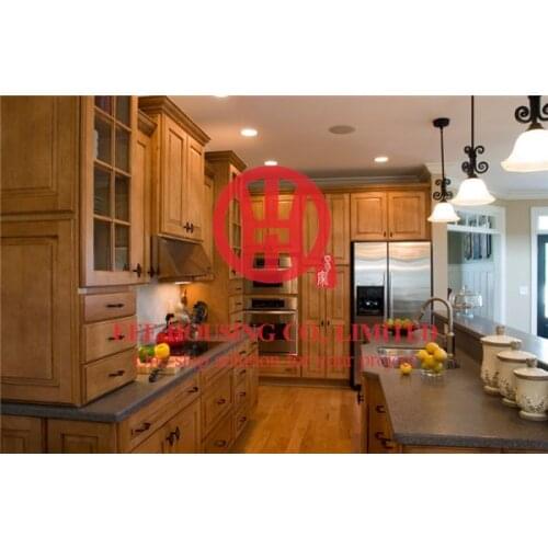 Modern elegant solid wood kitchen cabinet with excellent design and quality shipping by sea