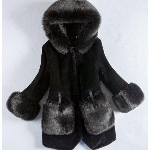 TUHAO Plus Size 3XL Winter Female Faux Fur Coat Women Hood Fur Jacket Luxury Women Long Coat Office Fur Jacket Womens Coat FR-1