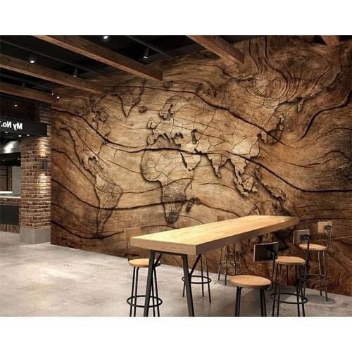 Custom wallpaper photo vintage annual ring wood grain world map background wall home decoration living room bedroom 3d mural