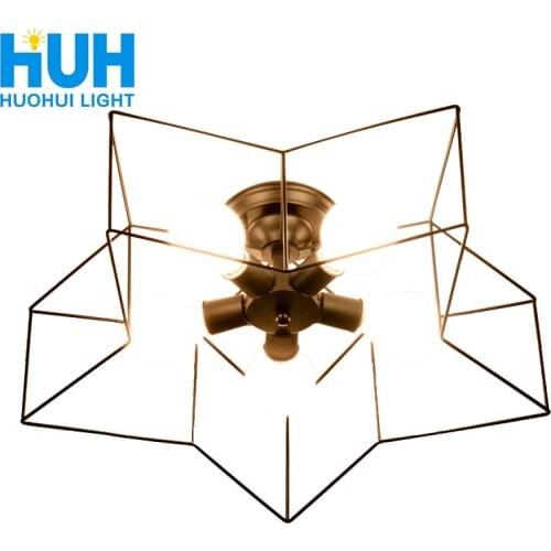 Vintage Ceiling Lights E27 LED Retro five-pointed Star Iron Lamps Edison light bulb Bedroom living Room Kitchen Aisle Lights