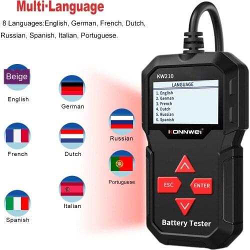 Eight languages can upgrade printing 12V battery tester, motorcycle battery tester