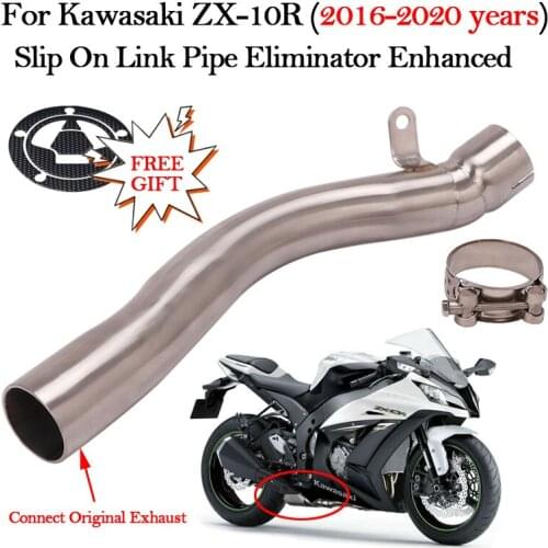 Slip On Motorcycle Exhaust Middle Link Pipe Escape Catalyst Deleted For Kawasaki ZX-10R ZX10R 2016 - 2020 Original Muffler Tube