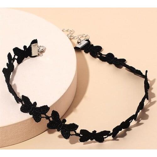 1pc Fashion Butterfly Lace Choker Solid Color Butterfly Choker Necklace Lace Necklace Jewelry Accessories For Women Ladies