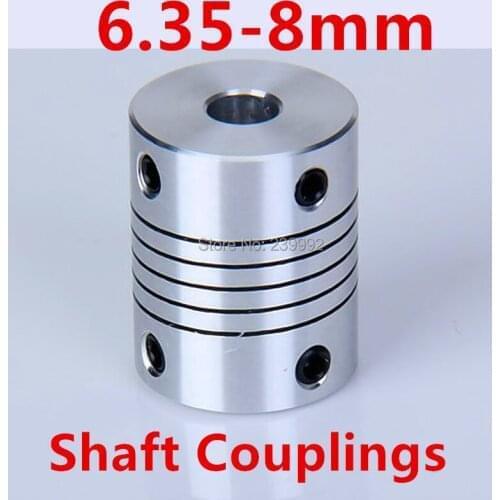 10pcs 6.35x8mm Aluminium coupler Stepper Motor Flexible Coupling 6.35 to 8 mm Shaft Coupler Diameter 19mm Length 25mm