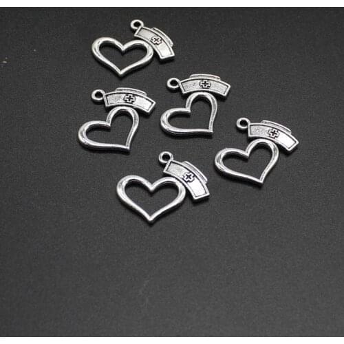 10pcs personality creative charm medical love nurse hat retro alloy pendant DIY jewelry accessories