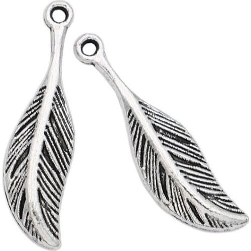 10pcs Tibetan Silver Plated Leaf Charms Pendants for Jewelry Making DIY Handmade Craft 29x8mm