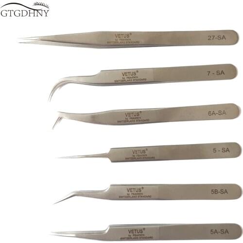 100% Brand Stainless Steel Anti-static Eyelash Tweezers Superhard Eyelash Extension Tools Best Quality Tweezer