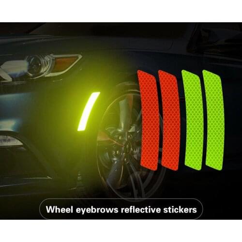 2pcs Optional 5 Colors Car Fender Wheel Eyebrow Rim Reflective Strip Stickers Tape Road Warning Universal Reflect Strip Stickers