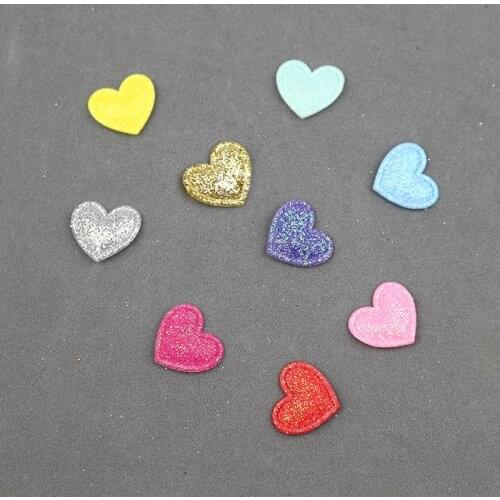 200Pcs Color Glitter Love Heart Padded Appliques Patches DIY Craft Supplies Kids Hair Accessories Artesanato Materials Ornaments