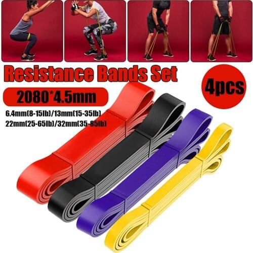 4pc Fitness Train Resistance Bands Gym Pilates Elastic Rubber Pull Up Power Expander Loop Band
