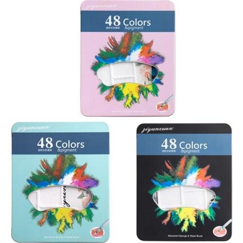 48 Colors Solid Watercolor Paint Pigment Portable Travel Brush Pen Set for Beginners Drawing Art Supplies