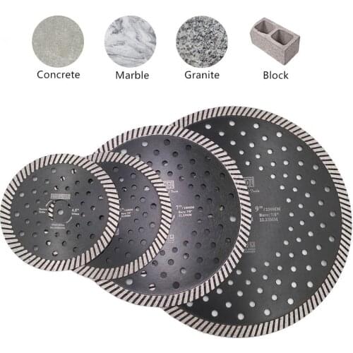 DT-DIATOOL 1pc Diamond Narrow Turbo Saw Blade Multi Holes Cutting Disc for Concrete Granite Marble Masonry Cutting Wheel