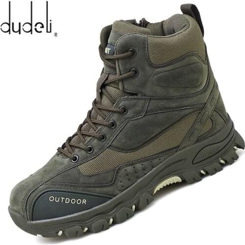 Winter Men Canvas Shoes Casual High Top Military Tactical Boots Men Outdoor Fashion Suede Leather Mens Ankle Work Boots DUDELI