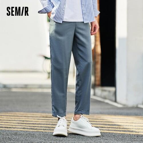 SEMIR Casual Pants Men Spring 2021 New Comfortable Small Cone Ninth Point Pants Solid Linen Pants Sports Jogging Style