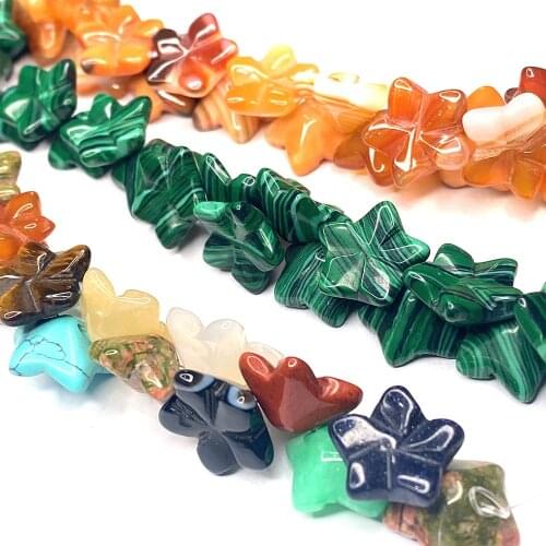 Natural Stone Beads Small Flower-shaped Indian Agate Malachite Loose Beads Pendant Personality DIY Handmade Necklace Accessories