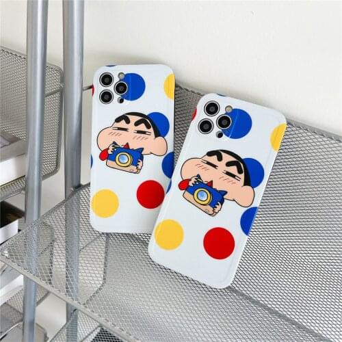 Camera Shinchan Cartoon Case for iPhone 12 Pro Max Back Phone Cover for 12 11 Pro Max X XS XR 8 7 Plus SE 2020