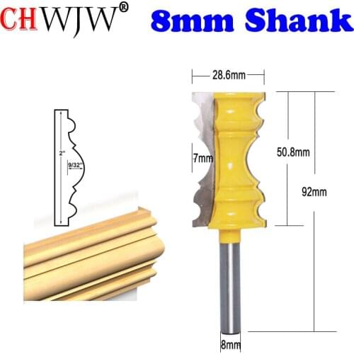 CHWJW 1pc 8mm Shank Large Elaborate Chair Rail Molding Router Bit Line knife Tenon Cutter for Woodworking Tools