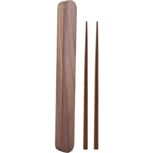 Home Eco-friendly Natural Bamboo Wood Wooden Reusable Chopsticks Sushi Food Stick Chopsticks Storage Case Box Set Home Portable