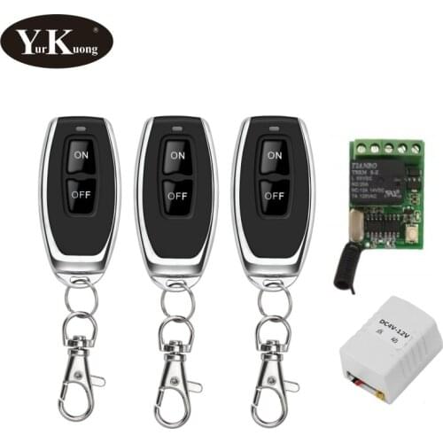 DC 12V 1 CH 10A Relay Contact Remote Control Switch 5V 6V 7.4V 9V 12V Wide Working Voltage Mini Wireless Switches Learning Smart