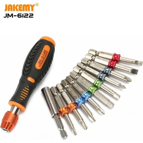 JAKEMY JM-6122 12 in1 wholesale hardware color ring magnetic precision diy screwdriver set