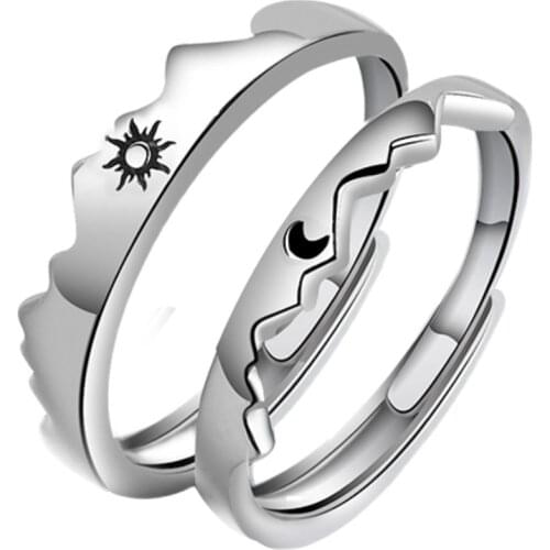 2 Pcs Paired Lovers Wedding Moon Sun Rings Set For Women Men Fashion Romantic Couples In Love Engagement Finger Jewelry