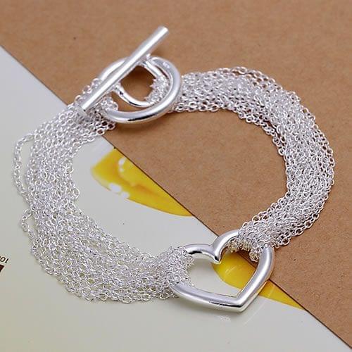Pretty Silver Plated Bracelet For Women Silver 925 Free Shipping Charm Christmas Gift Fashion Jewelry Web Heart Bracelet KN-H066