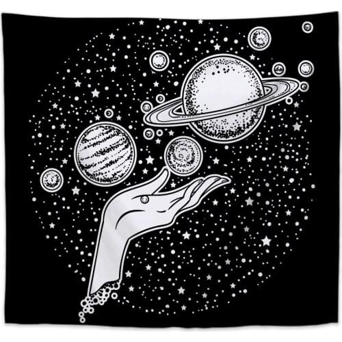Creative Personality Tapestry Black And White Moon Printing Wall Hanging Decorative Beach Towel