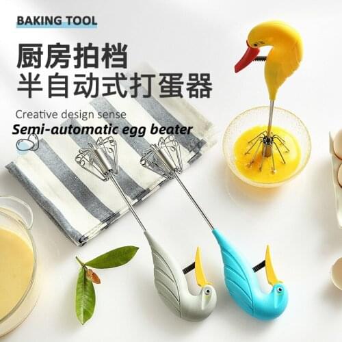 Creative Semi-automatic Mixer Egg Beater Manual Self Turning 304 Stainless Steel Hand Blender Egg Cream Stirring cooking gadget