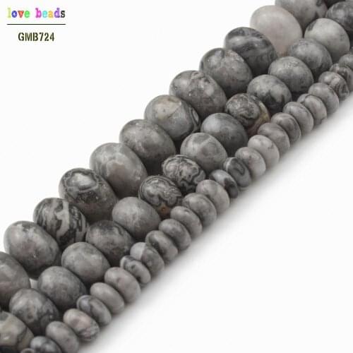 4/6/8mm Natural Map Jaspers Stone Rondelle Beads Round Loose Spacer Beads for Jewellery Making DIY Handicraft Beaded Bracelet