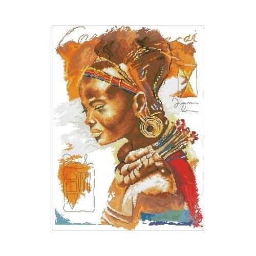 LAN34758-Character African Needlework,For Embroidery,DIY 14CT Unprinted Arts Cross stitch kits Set Cross-Stitching Home Decor