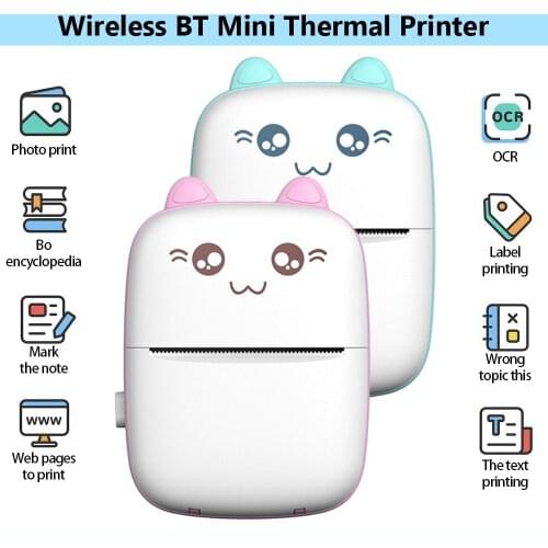 Mini Bluetooth Wireless Printer Portable Label Sticker Receipt Printer Compatible with Android iOS Devices Windows for Gift