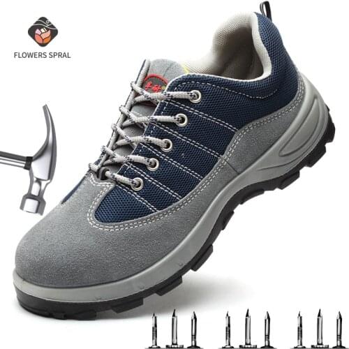 Mens Work Safety Shoes Steel Toe Construction Breathable Sneaker Lightweight Anti-Smashing Anti-Static Non-Slip Shoe