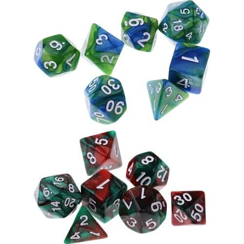 Set/14pcs Two Color Polyhedral Dice for Dungeons and Dragons DND RPG MTG DIY
