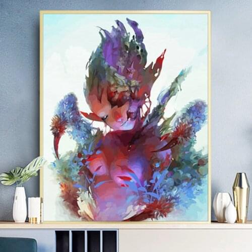 Painting By Numbers DIY Cartoon Girl Handmade Gift Paint By Number Canvas Kits Figure Acrylic Paint Decoration