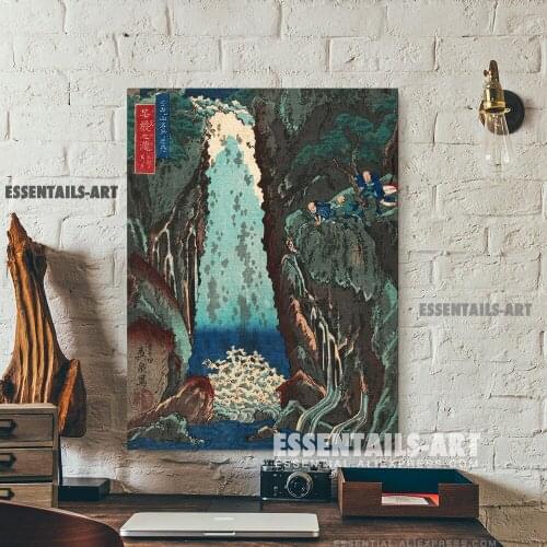 Japanese style Kegon Waterfall Ukiyoe Canvas Wall Art Painting Decor Bedroom study Living kid Room Home Decoration Prints
