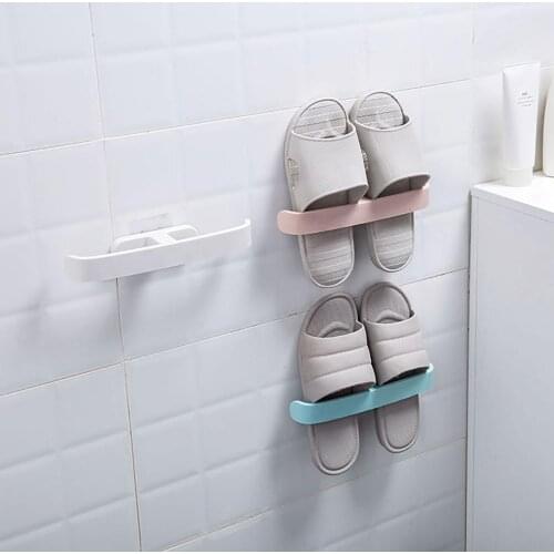 Bathroom Wall Mounted Shoe Rack Organizer Shoes Hanging Holder Hanger Slippers Drain Storage Rack Shelf Bathroom Organizer
