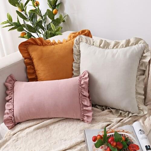 Pillow Cover Lotus Leaf Pillow Cover Fashion Suede Sofa Pillow Cover Bedside Pillow Cover Wholesale Home Decoration Pillow Case