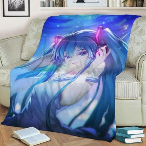 Anime Vocaloid Flannel Throw Blanket 3D Printed Keep Warm Sofa Child Blanket Home Decor Textiles Dream Family Gift